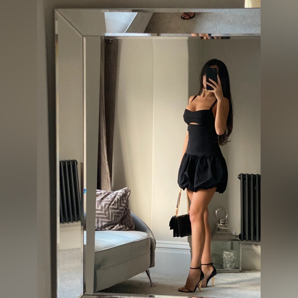 Zara black mini balloon dress puffy skirt